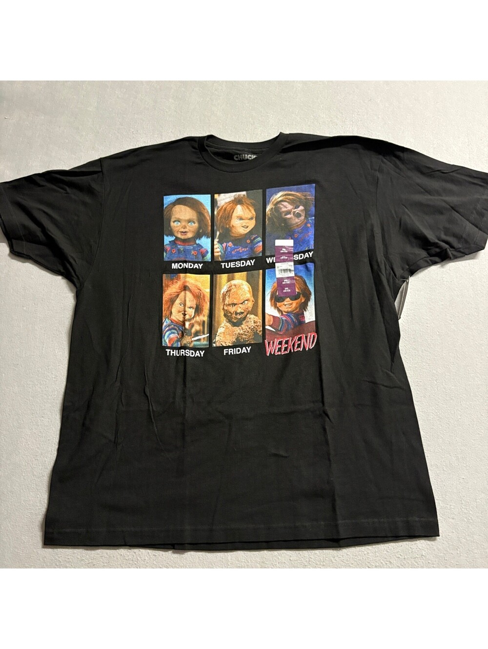 Chucky Child's Play Horror Movie Graphic T-Shirt Mens 2XL Black Days of the Week